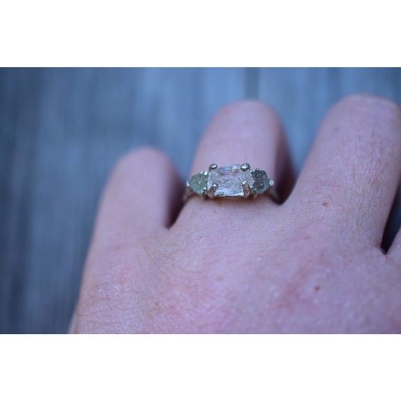 Raw Sapphire Ring Engagement Ring Multistone Ring Wedding Band Size 8 Ri… - Picture 2 of 5